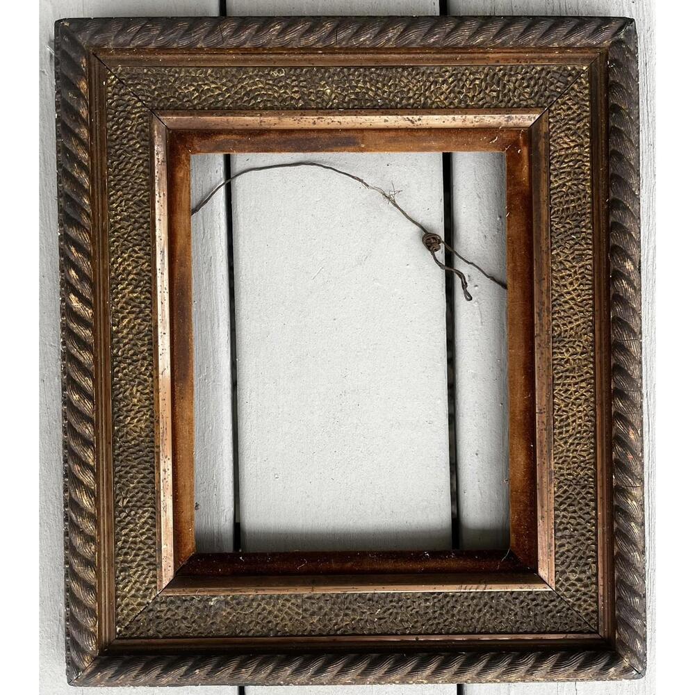 Antique Victorian Gold Gilt Art Picture Frame 8x10 Rope Design Aesthetic CDV